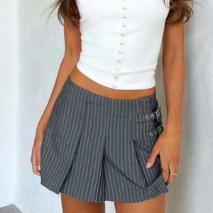 Tiger Mist Isla Skirt in Grey Pinstripe